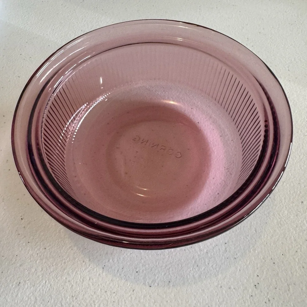 Visions Corning Ware Cranberry Glass 1 Pint Cooking Bowl C-16-B Retired Purple